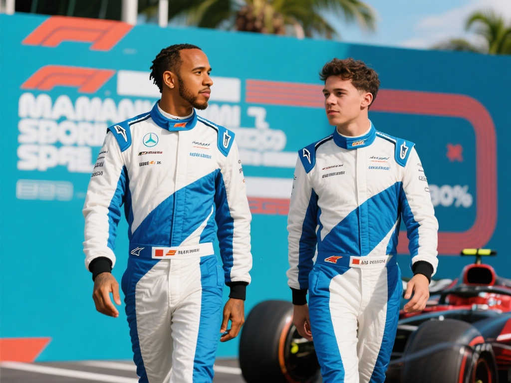 蓝白风潮!法拉利揭晓迈阿密大奖赛专属赛车服,汉密尔顿与勒克莱尔惊艳亮相 蓝白风潮!法拉利揭晓迈阿密大奖赛专属赛车服,汉密尔顿与勒克莱尔惊艳亮相